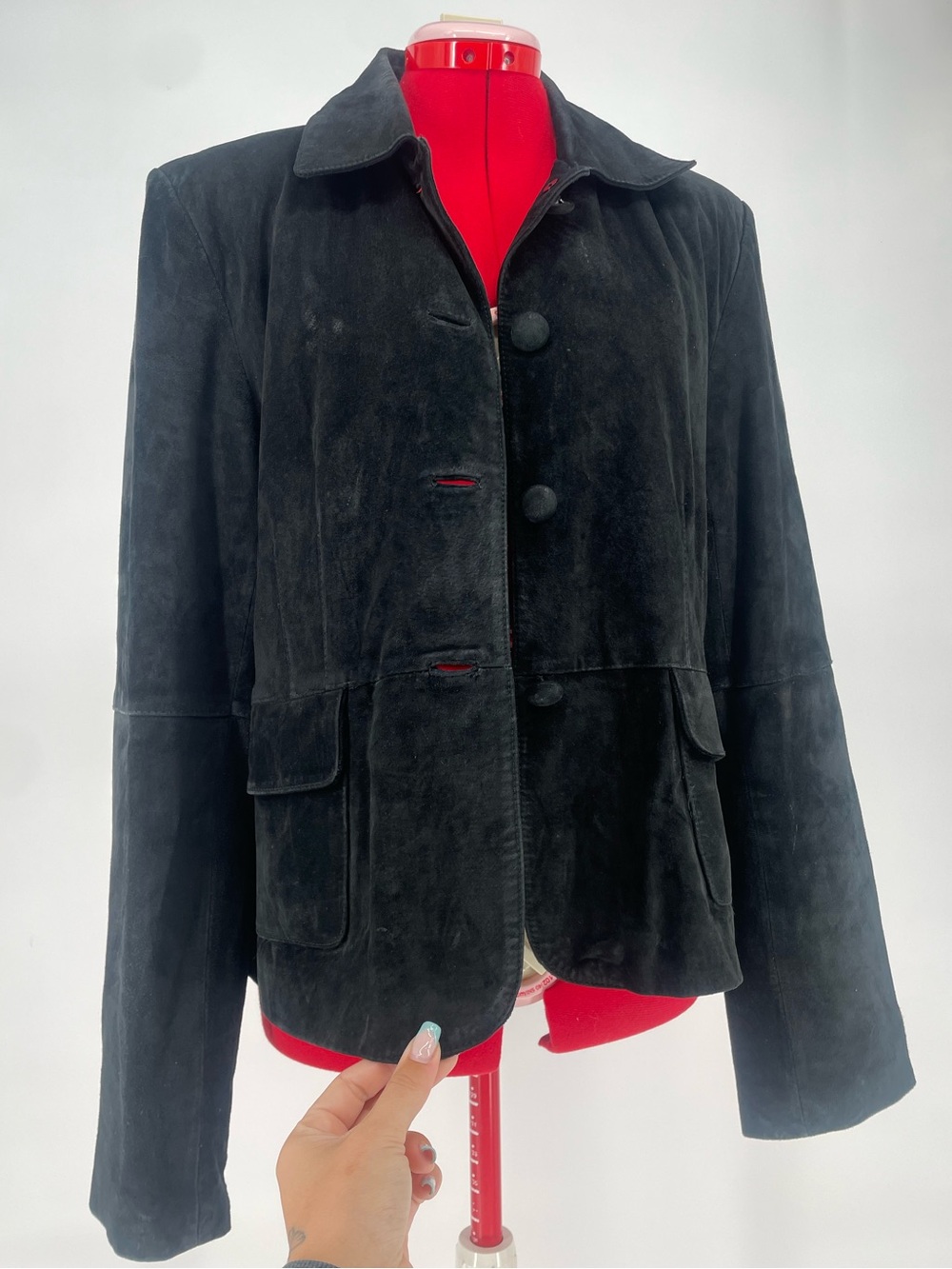 Black Classic Suede Leather Jacket By John Paul Richard Fully Lined W Pockets
